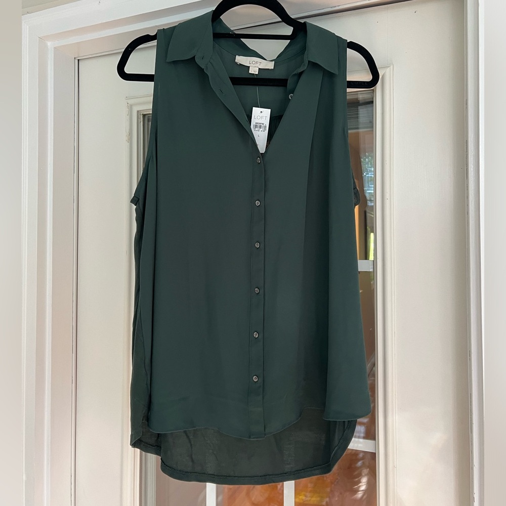 Loft Green Button Down Tank